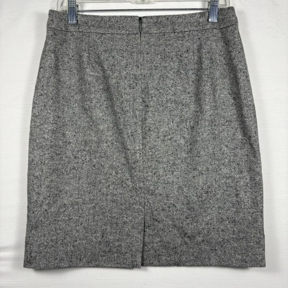 J. Crew Women's Tweed Pencil Skirt   Gray Wool Silk‎ Blend Knee Length Lined 6